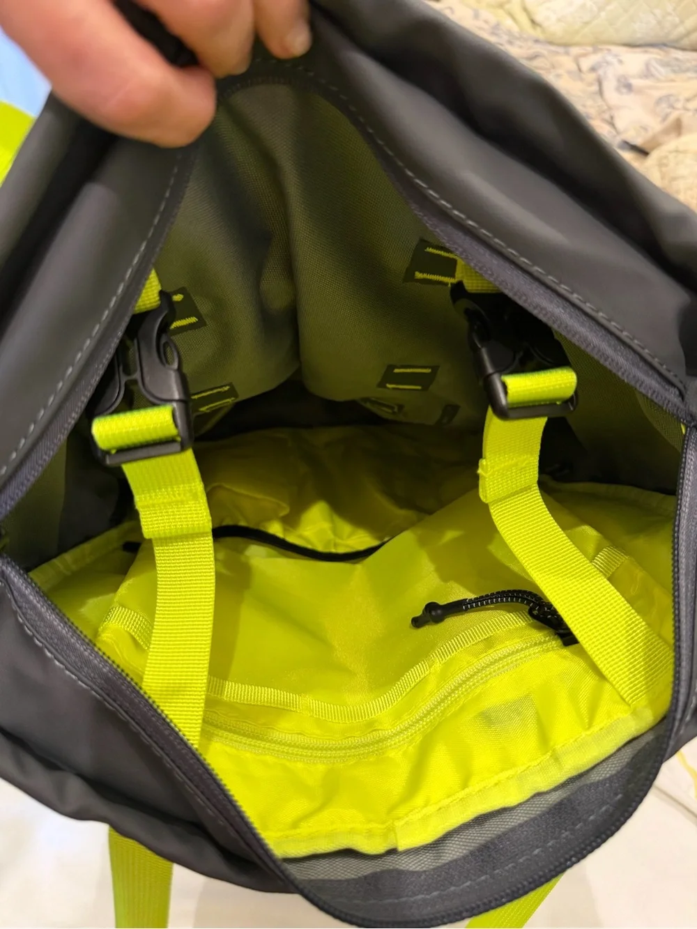 Gray Elliker Backpack with Neon Yellow Straps - Dayle Roll-Top Backpack NWT